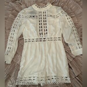 Parisian Works White Lace Long Sleeve Romper